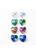 Heart Assorted  Colours  10x10x5mm  x3 pair
