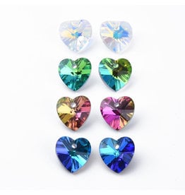 Heart Assorted  Colours  10x10x5mm  x3 pair