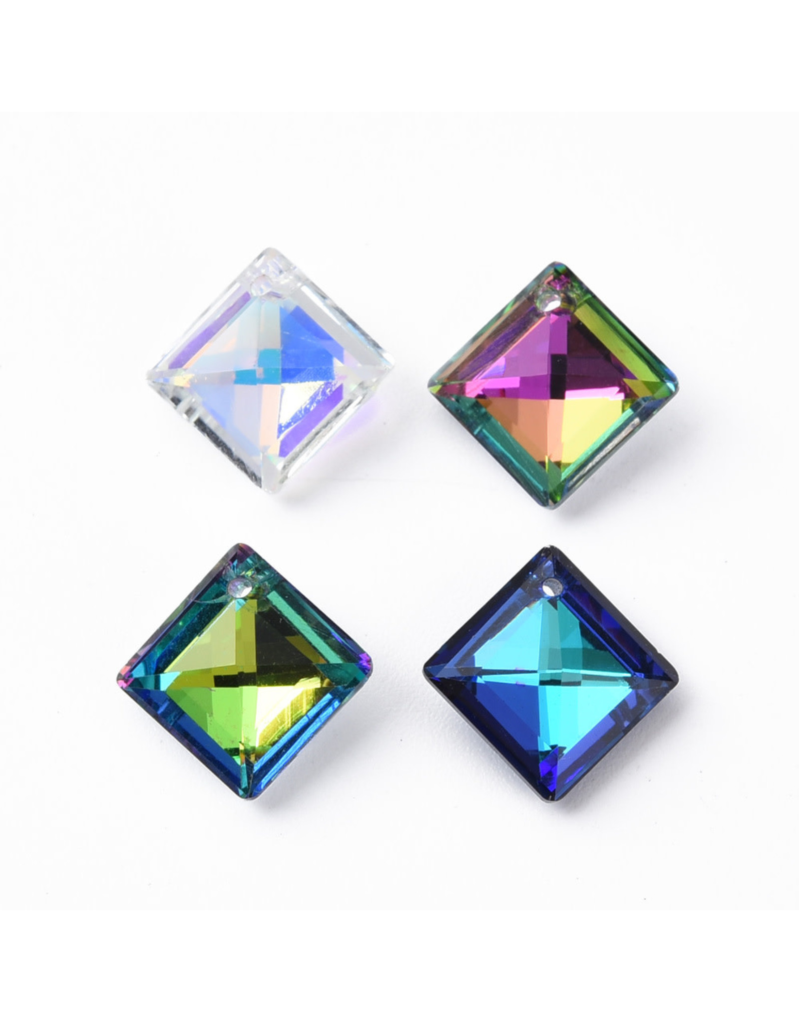 Rhombus Assorted  Colours  13x13x5mm  x3 pair