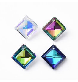 Rhombus Assorted  Colours  13x13x5mm  x3 pair