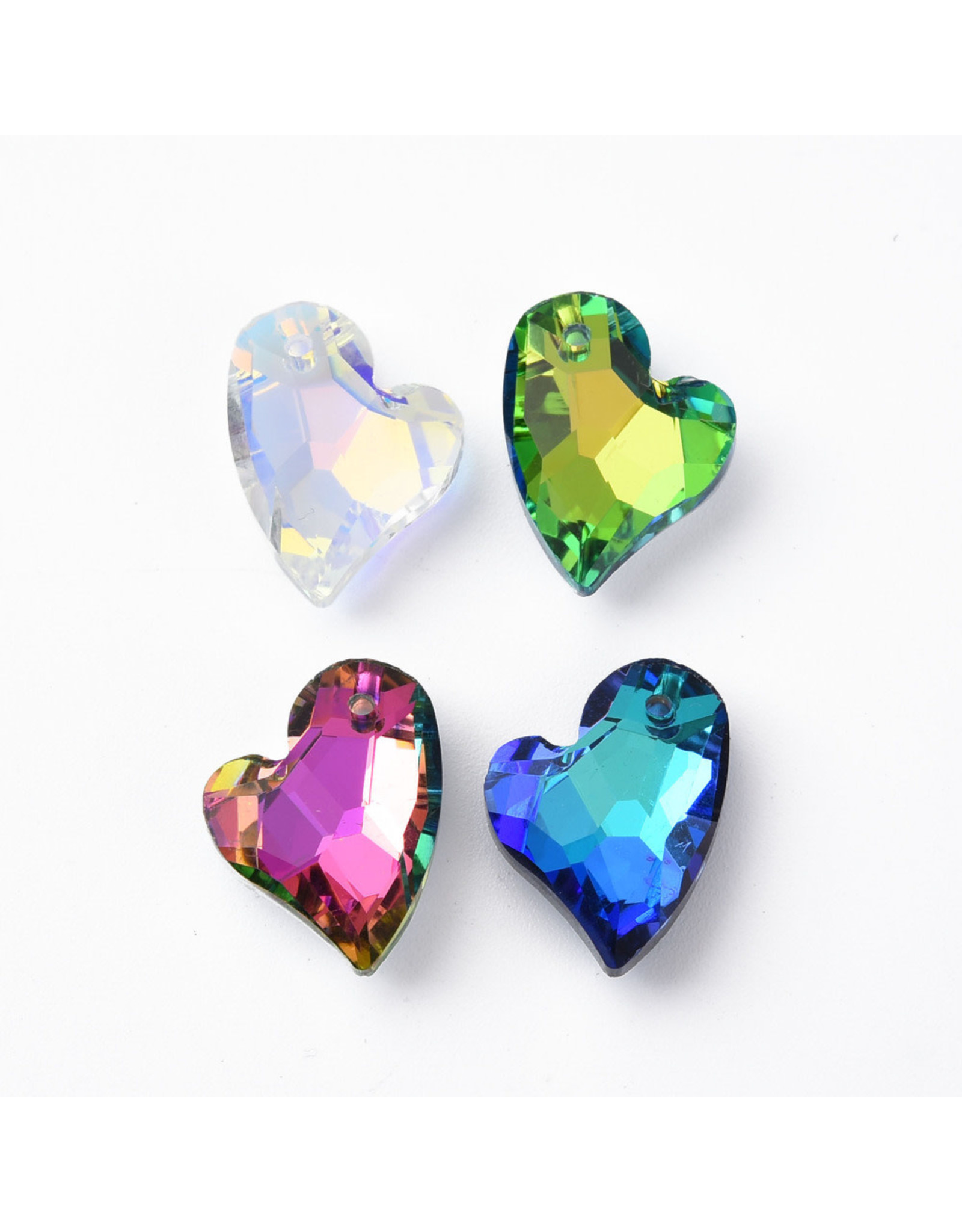 Heart Assorted  Colours  17x14x5mm  x2 pair