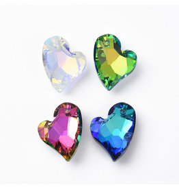 Heart Assorted  Colours  17x14x5mm  x2 pair