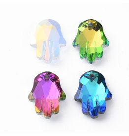 Hamsa Hand Assorted  Colours  18x13x5mm  x2 pair