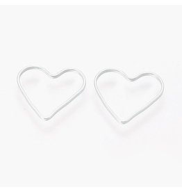 Heart Link  Brass 13mm  Silver  x10 NF