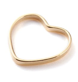 Heart Link   13mm Brass 24k Gold Plated  x10  NF