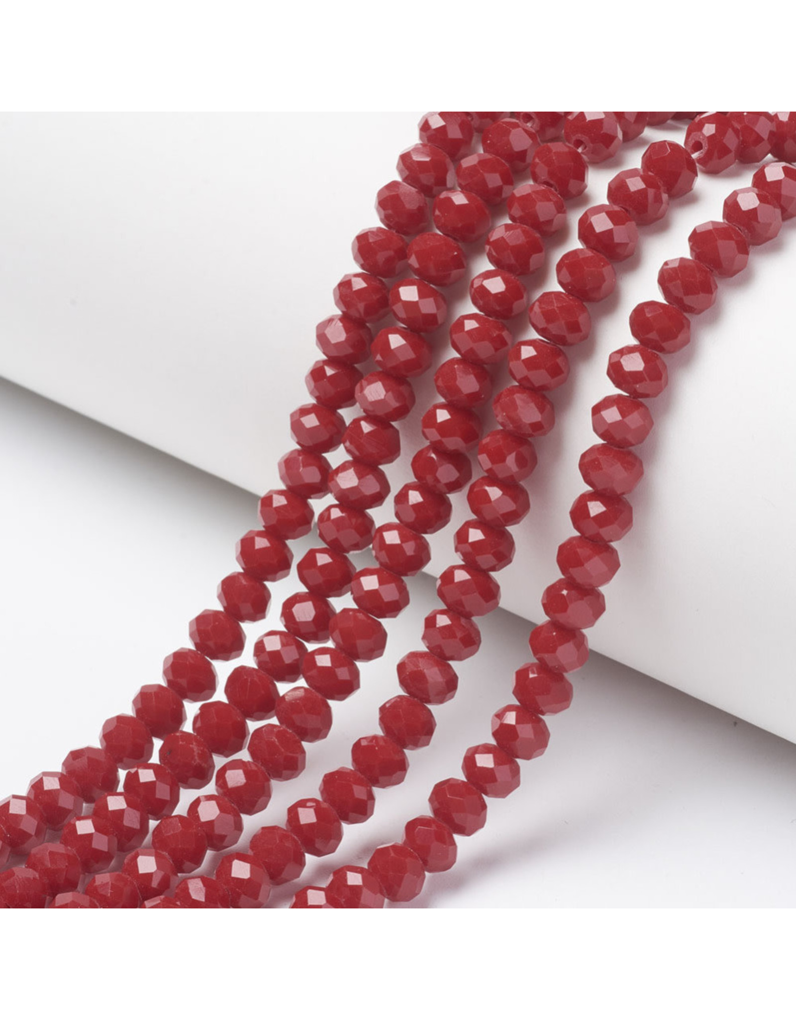 3.5x3mm Rondelle Opaque Red  x100