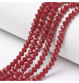 3.5x3mm Rondelle Opaque Red  x100