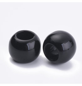 18mm Acrylic Rounded Large Hole 9mm  Black  x10