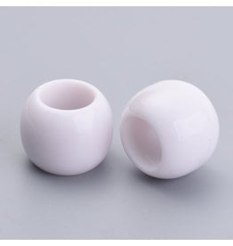 18mm Acrylic Rounded Large Hole 9mm  White  x10