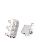 Box Clasp Stainless Steel  3 to 3  20x15mm Platinum  x1