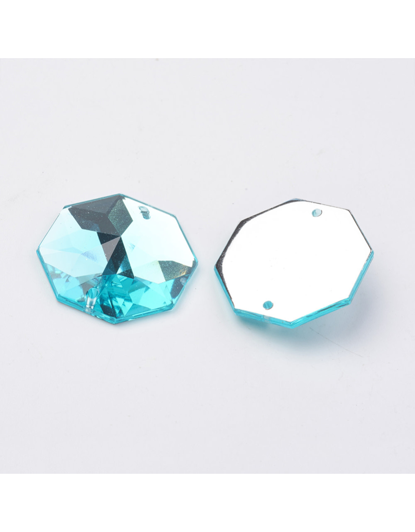 Octagon Acrylic Cabochon 25mm Light Blue  x2