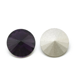 Round Glass Rivoli  16mm Tanzanite Purple  x6