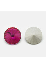Round Glass Rivoli  14mm Rose Pink  x6