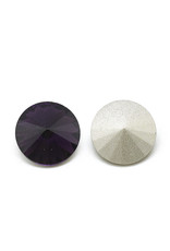 Round Glass Rivoli  14mm Tanzanite Purple  x6