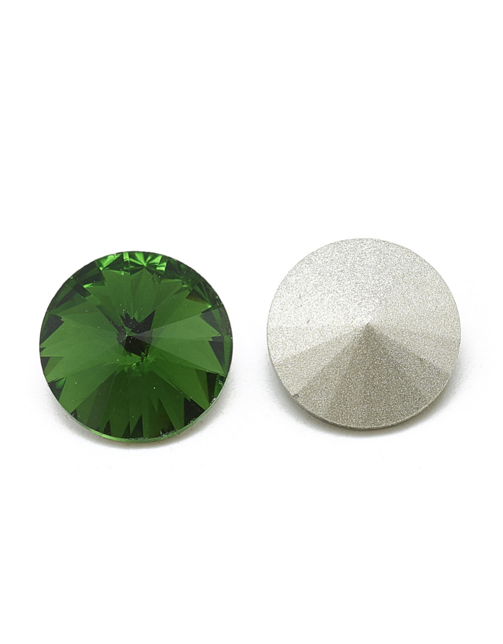 Round Glass Rivoli  14mm Emerald Green x6