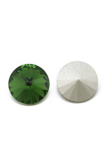 Round Glass Rivoli  14mm Emerald Green x6
