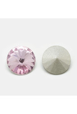 Round Glass Rivoli  14mm Light Rose x6