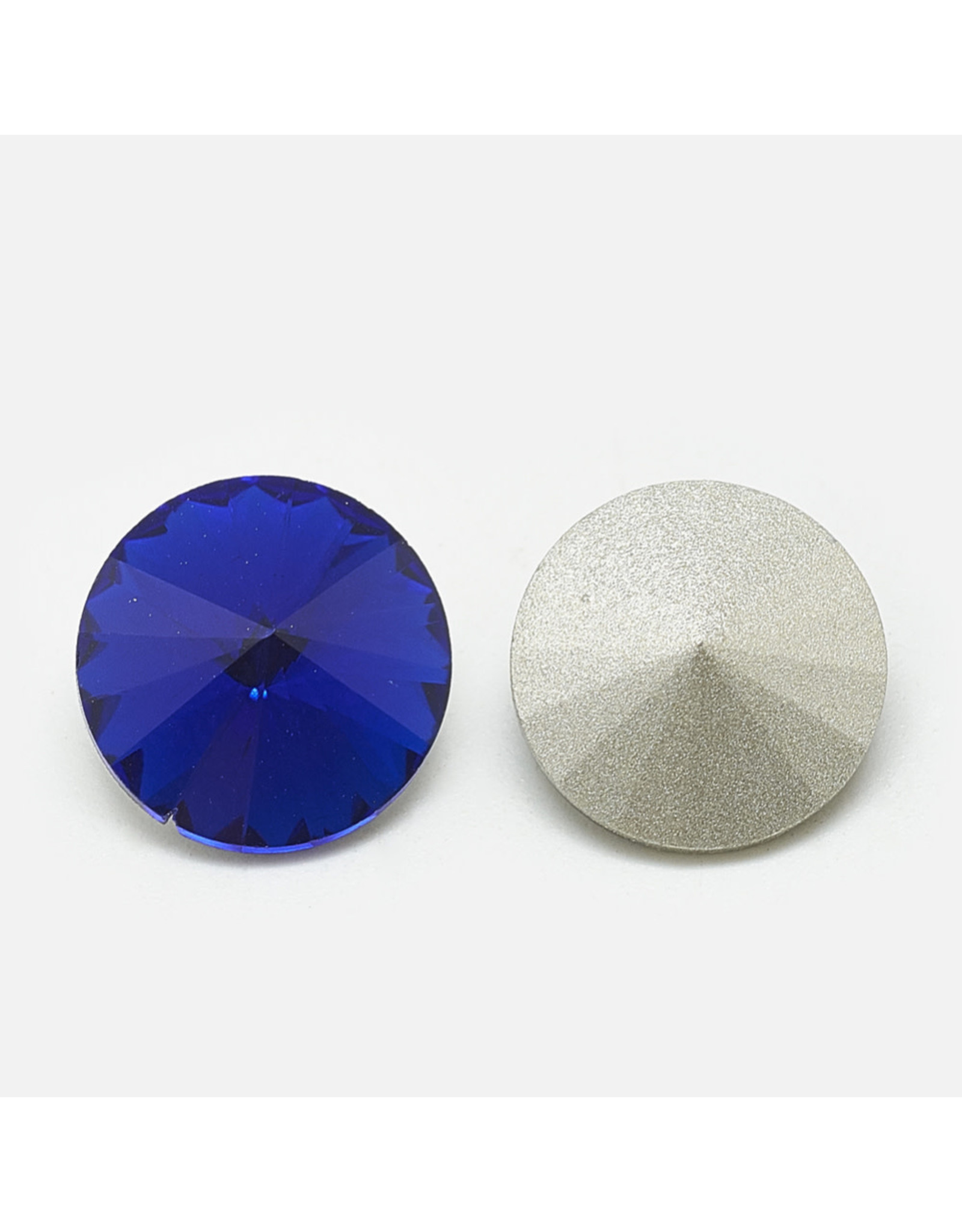 Round Glass Rivoli  14mm Sapphire Blue x6