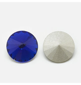 Round Glass Rivoli  14mm Sapphire Blue x6