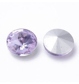 Round Glass Rivoli  12mm Alexandrite Purple x6