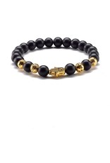 Bracelet with 8mm Lava and Gold Hamsa Hand