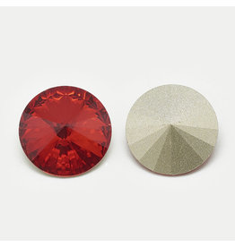 Round Glass Rivoli  14mm Siam Red  x6