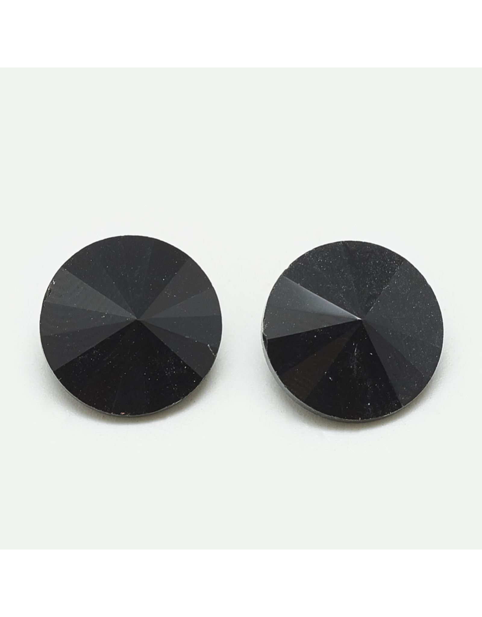 Round Glass Rivoli  14mm Jet  Black x6