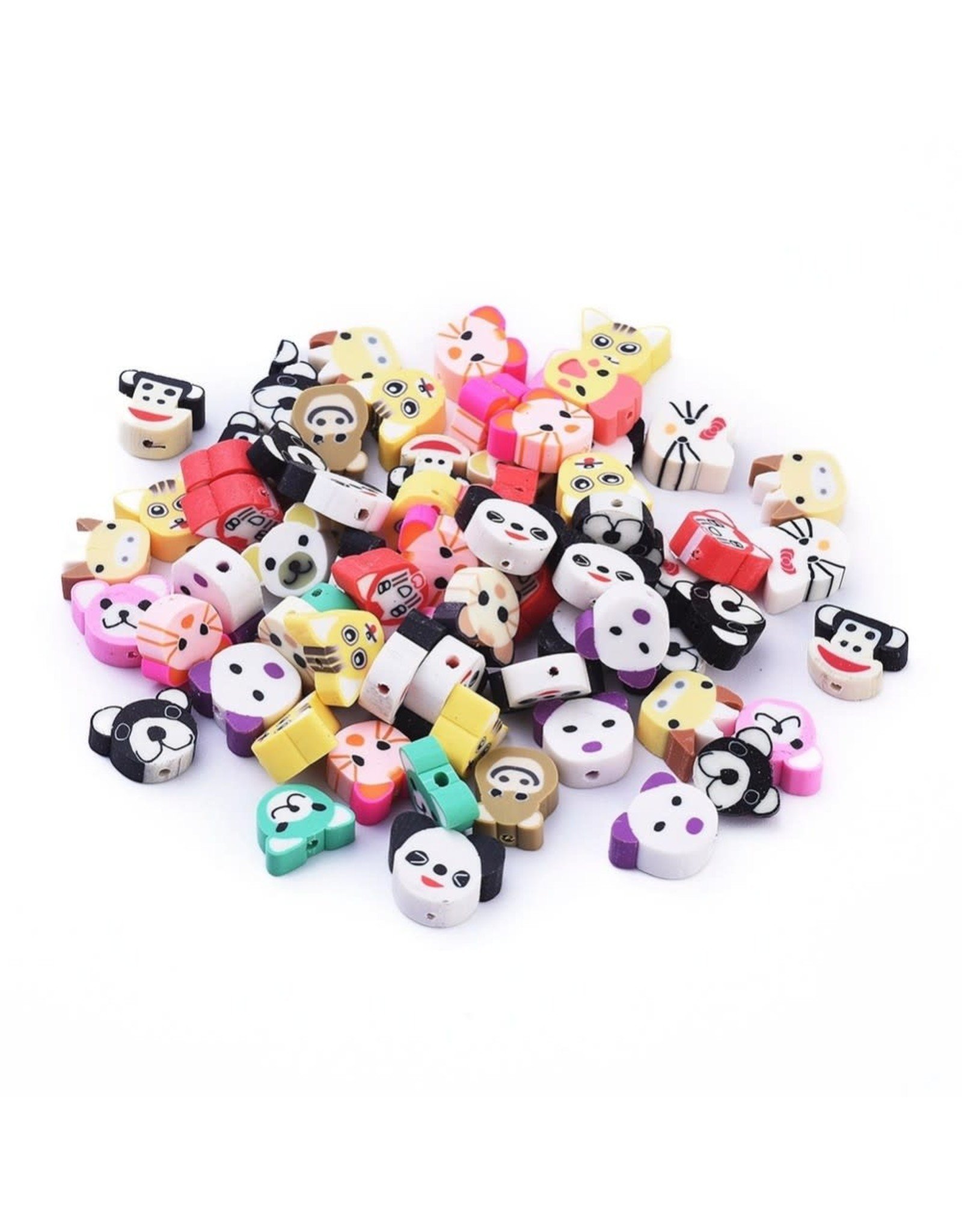 10-12mm Polymer Clay Animal Heads Asst  x5pr