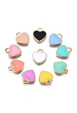 Heart Charm 12x10mm Assorted Colours Gold x3 pair