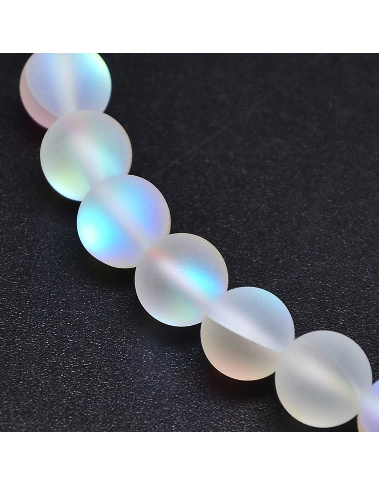 Synthetic Moonstone  6mm Clear AB Matte 15"  Strand  approx  x60 Beads