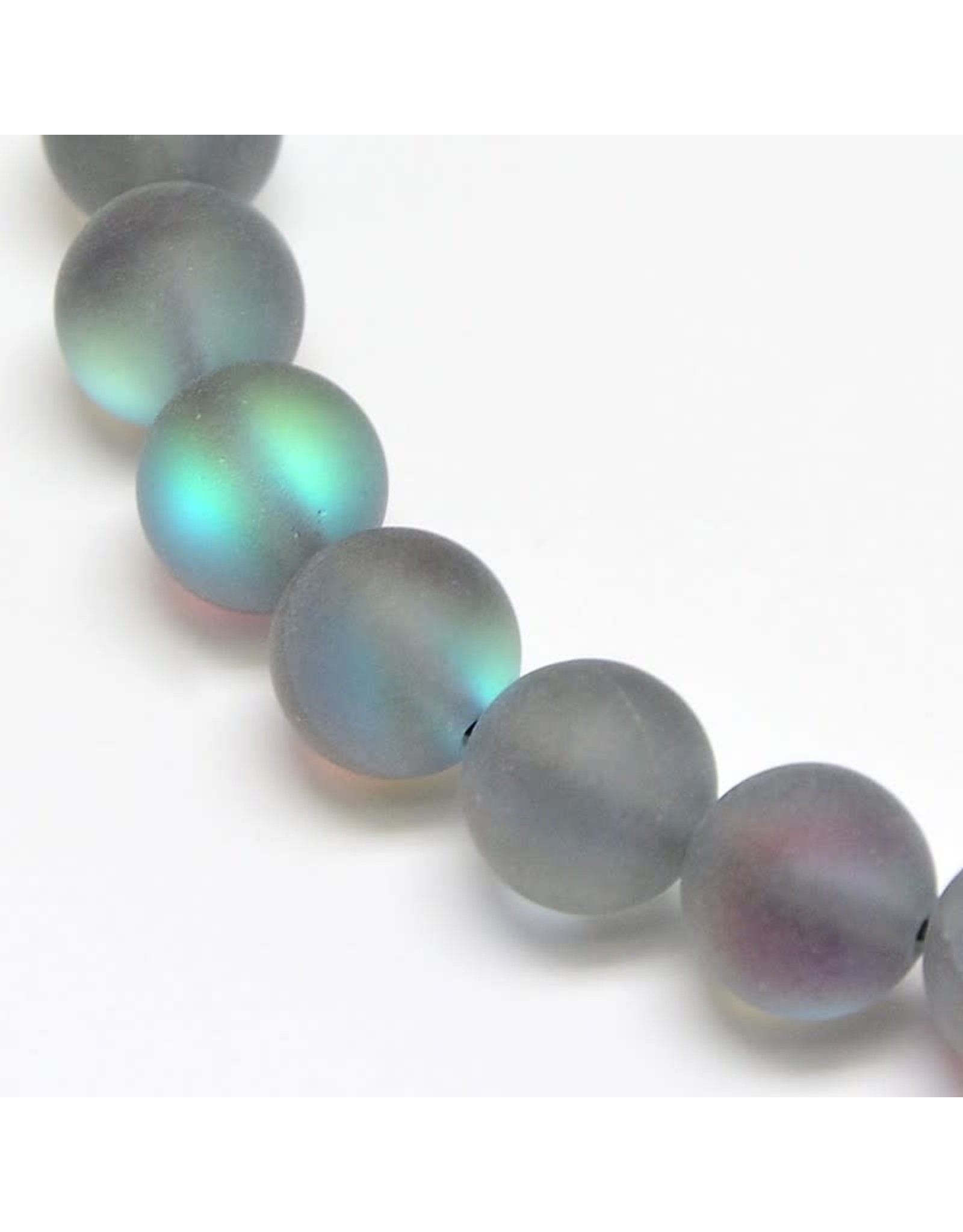 Synthetic Moonstone  6mm Grey Blue Matte 15"  Strand  approx  x60 Beads