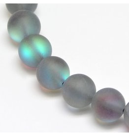 Synthetic Moonstone  6mm Grey Blue Matte 15"  Strand  approx  x60 Beads