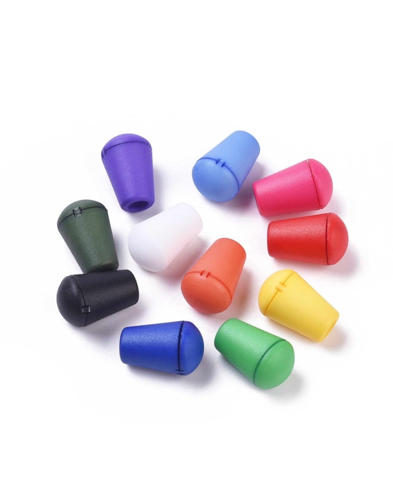 Bell Stopper Cord End  18x12mm Assorted Colours x5pr
