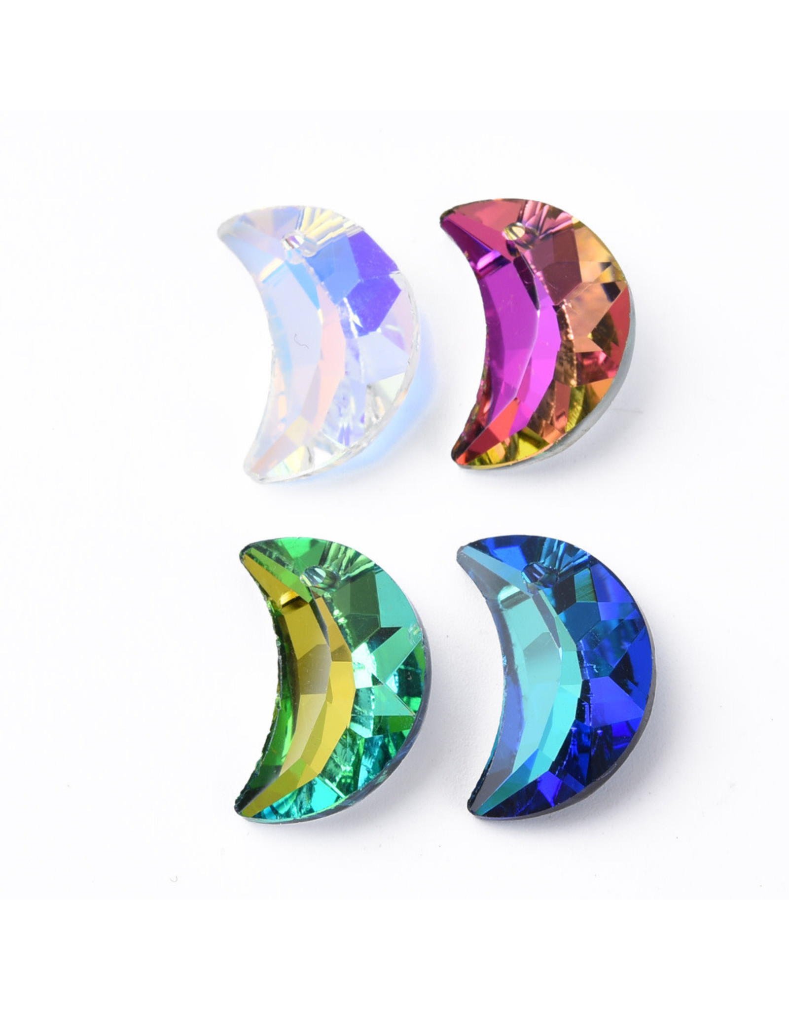 Moon Assorted  Colours  20x13x6mm  x2 pair