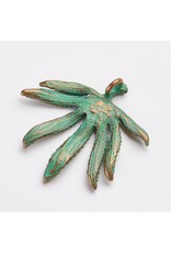 Cannabis Leaf 41x42mm  Antique Bronze Verdigris Green  x1