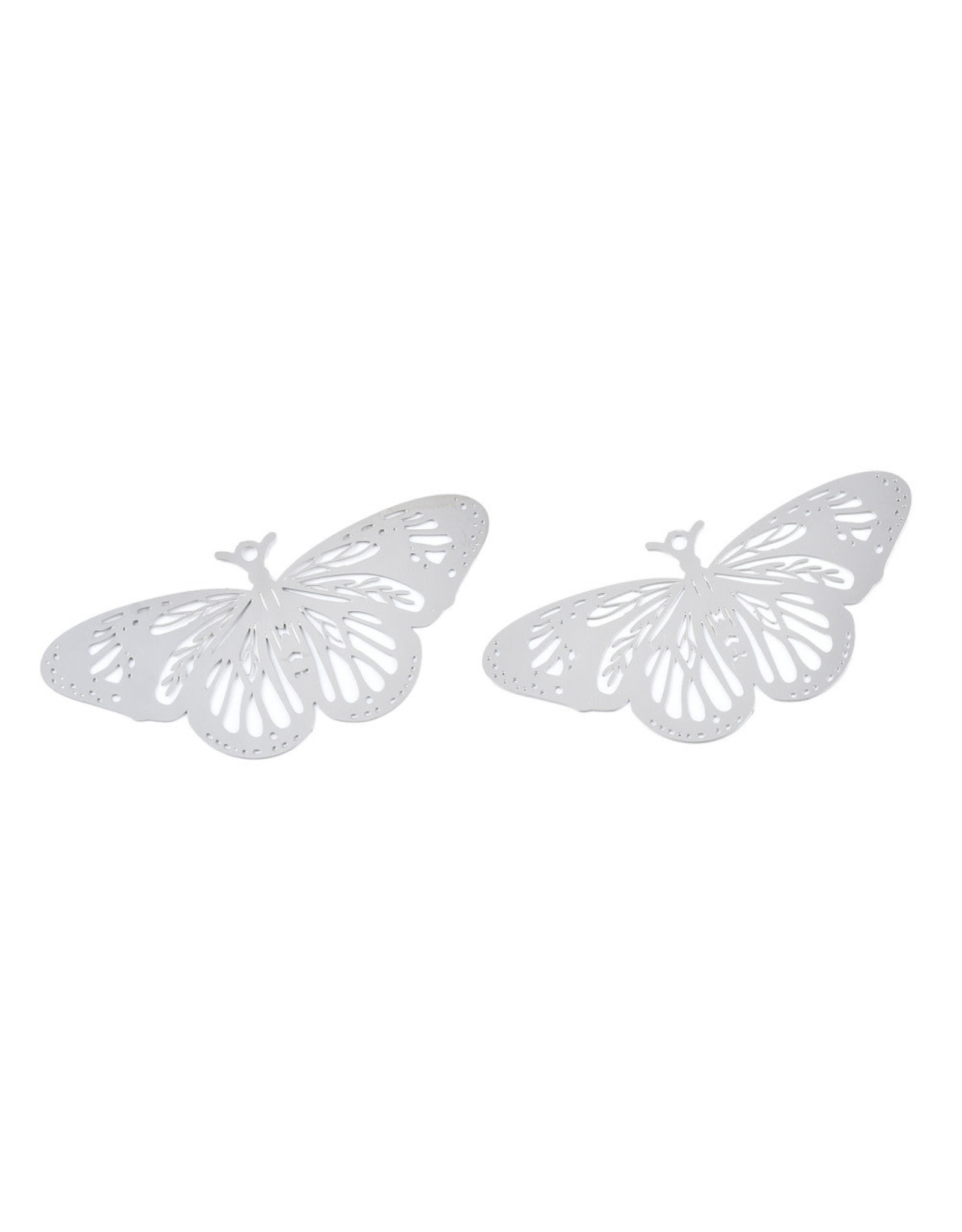 Butterfly Pendant Stainless Steel 23x48mm  x2  NF