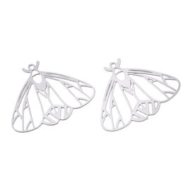 Moth Pendant Stainless Steel  22x27mm  x2  NF