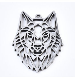 Wolf Head Pendant Stainless Steel  32x23mm  x1 NF