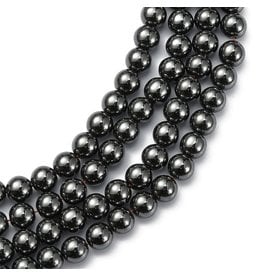 Synthetic Hematite  8mm Grey  15" Strand  Approx  x46