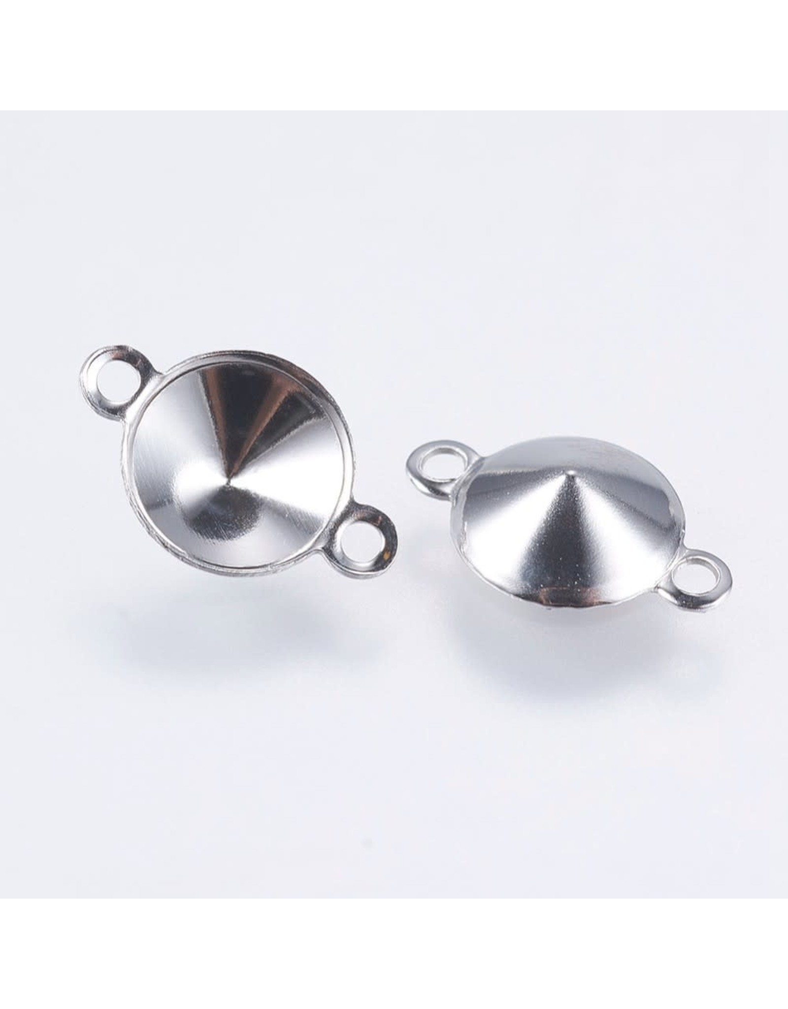 Round Link Setting  for 6mm Pointy Back Rhinestone Stainless Steel  x6  NF