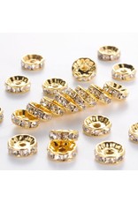 Rhinestone Rondelle  Brass  10mmGold/Clear  x50 Grade A  NF