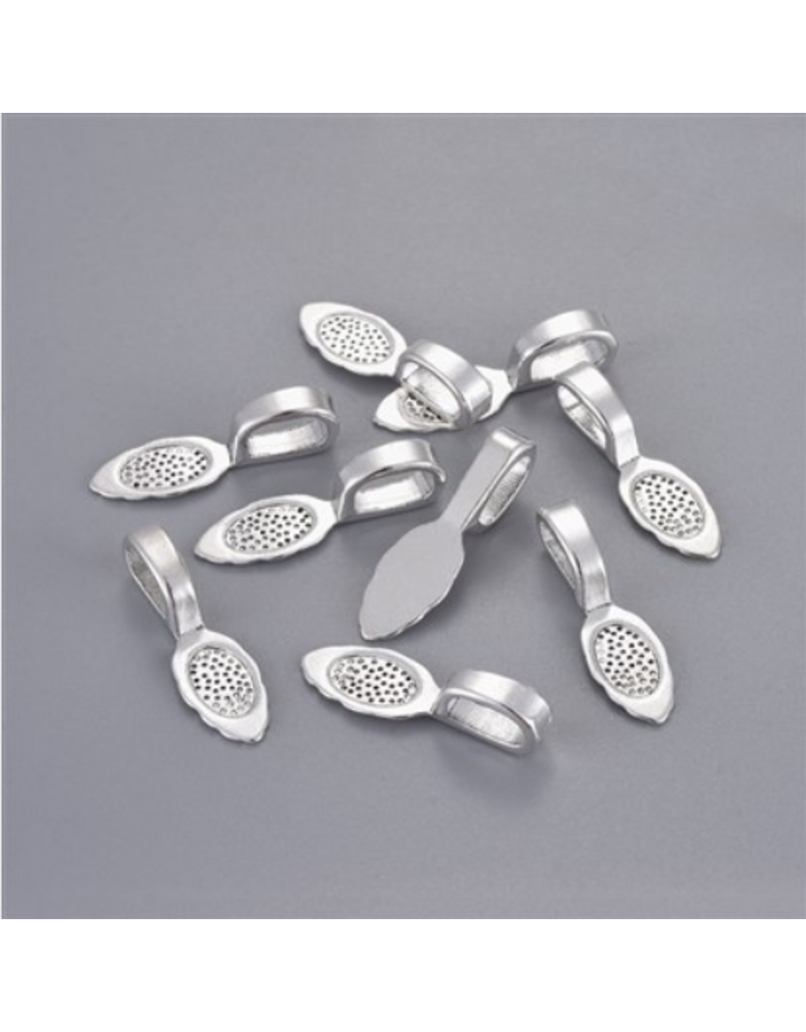 Glue On Bail Leaf 26x8mm  Silver x25 NF