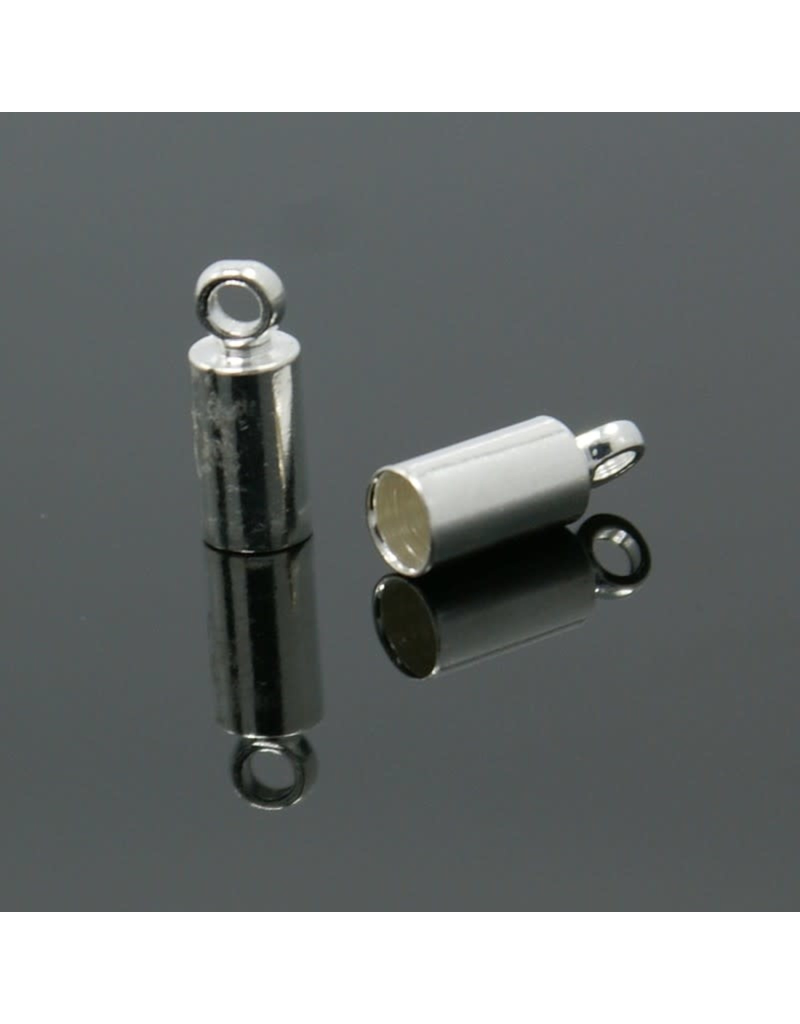 Glue In Cord End  9x3mm  Silver x50 NF