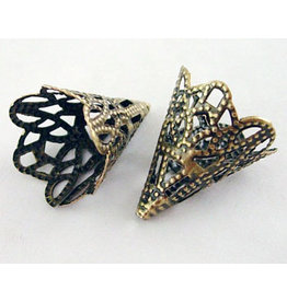 17x12mm  Bead Cap Filigree  Antique Brass  x50 NF