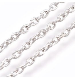 #7 Cable Chain 3x2mm  Platinum  16 Feet  NF