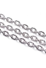 #13 Cable Chain Textured 5x3.5mm  Platinum  16 Feet  NF