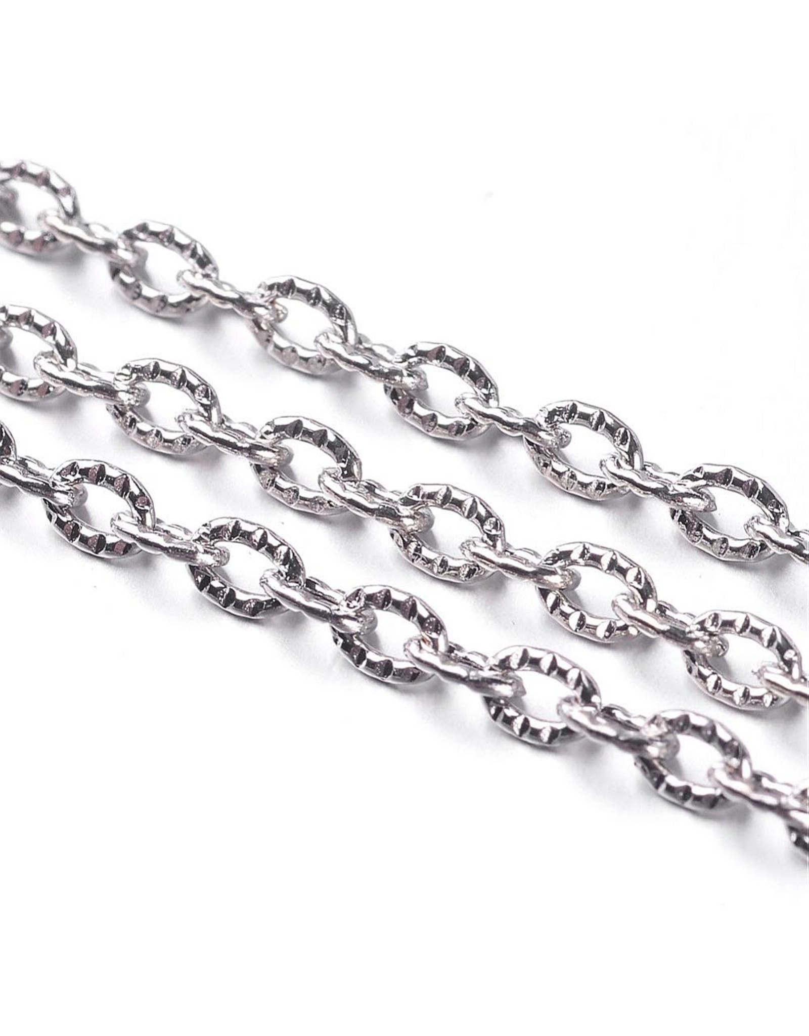 #13 Cable Chain Textured 5x3.5mm  Platinum  16 Feet  NF