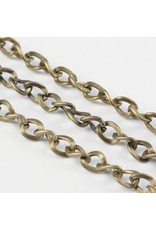 #14 Cable Chain Twisted 5x4mm  Antique Brass  16 Feet  NF