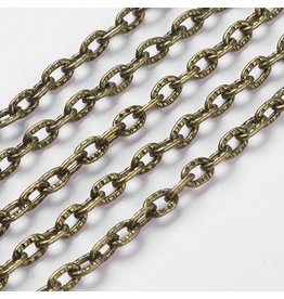 #13 Cable Chain Textured 5x3.5mm  Antique Brass  16 Feet  NF