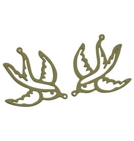 Bird Swallow Link (1to1) 36x30mm Antique Brass x5 NF